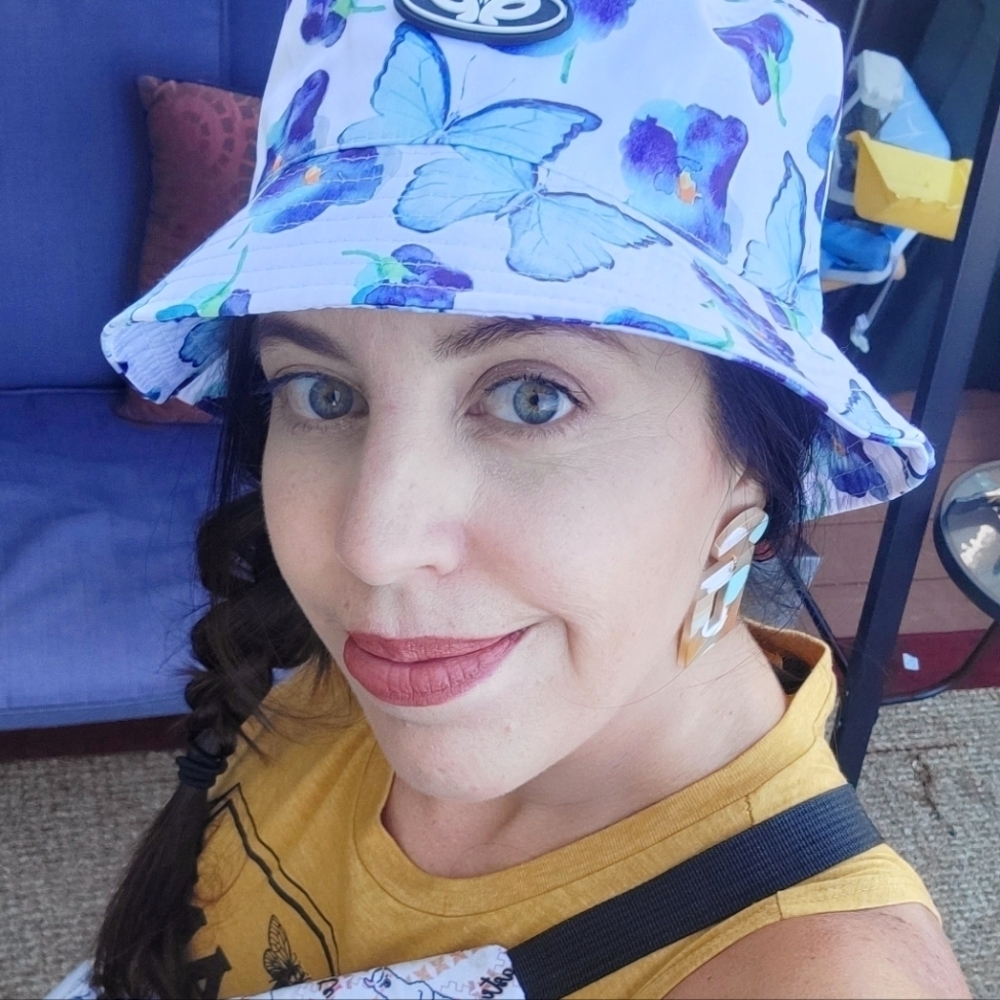 Zumiez Floral Butterfly Bucket Hat with Blue and Purple Flowers One Size - Picture 7 of 8